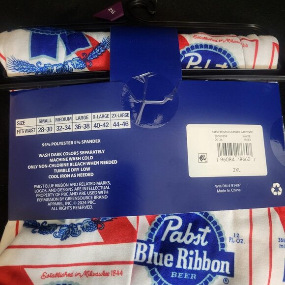 Pabst Blue Ribbon Beer Vintage Logo Sleep Pajama Lounge Pants 2XL NEW NWT - Picture 4 of 4